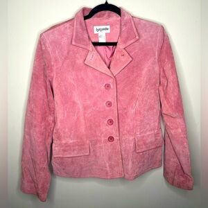 Vintage Y2K Suede Leather Pink Button Up Jacket Boho Western Coat Bagatelle M/L